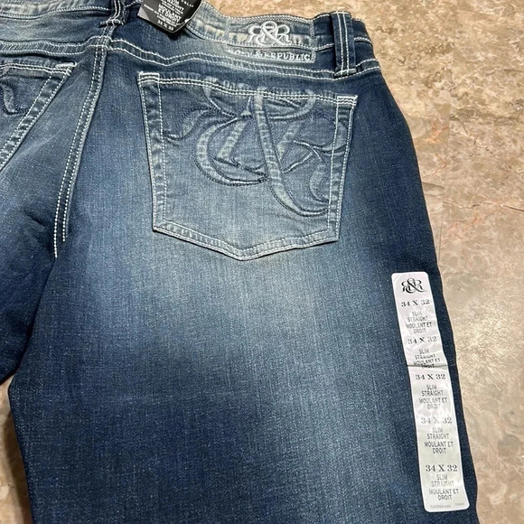 Rock& Republic jeans, men 34x32 SLIM  ,STRAIGHT,blue ,logo,denim,NWT, faded - Picture 11 of 12